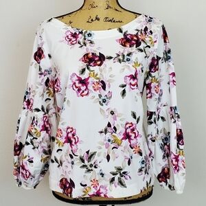 WHBM Jardin Printed Poplin Blouse Sz 10